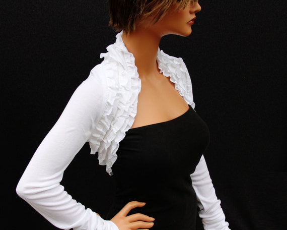 wedding bolero shrug/ bridal accessories/ boleros shrugs/ bridal wrap jacket/ white bolero shrug/ ivory bolero shrug/ ivory ruffles shrug