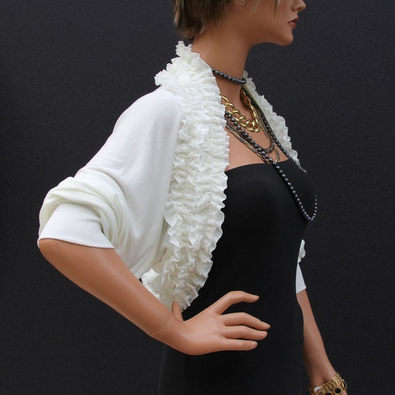 ruffles Bolero Shrug/ Long Sleeve Shrug/ Fitted bolero Shrug/ bridal boleros shrugs/ gift for women/ ruffles top bolero/long sleeves top