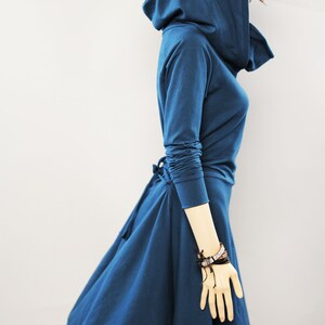 Hoodie casual Dress, Women cowl neck Dress image 2