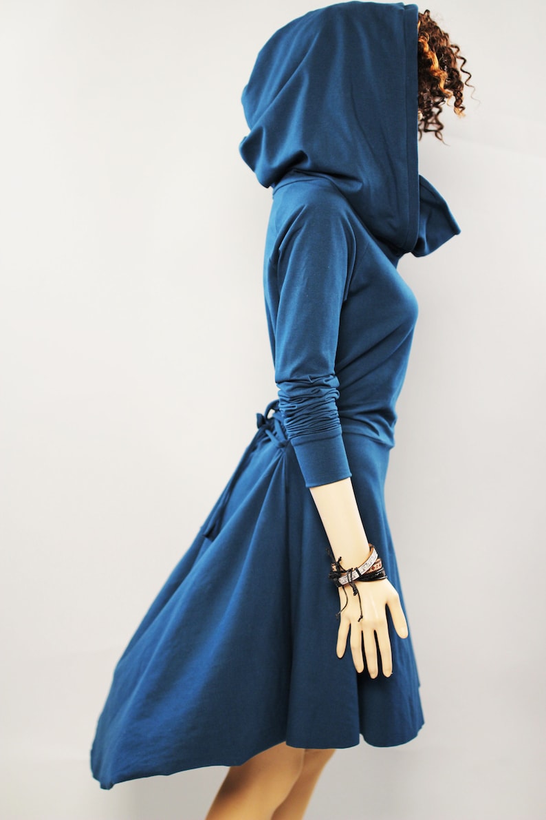 Hoodie casual Dress, Women cowl neck Dress image 2