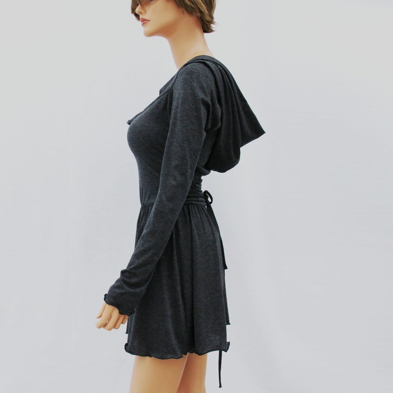 Cowl Neck Hooded dress//Women dress//Women shirt dress// Long sleeve dress HD-GY-B image 2