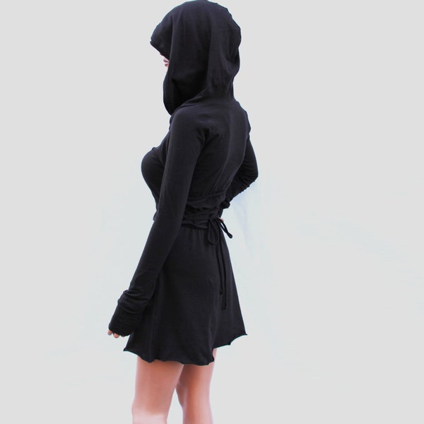 Dress / Hoodie Dress / Hooded Dress / Brown Hoodie Dress / Party Dress / Long Sleeve Dress / Women Dress