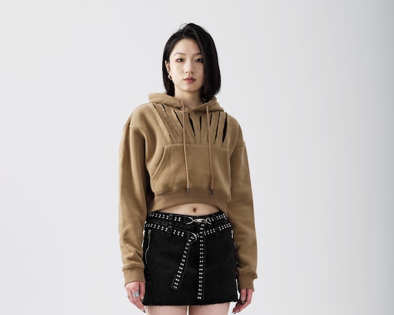 Denim Skort Mini - Schoolgirl Chic with Low Rise & Belted Detail - Black - Casual Skirt - S/M Sizes