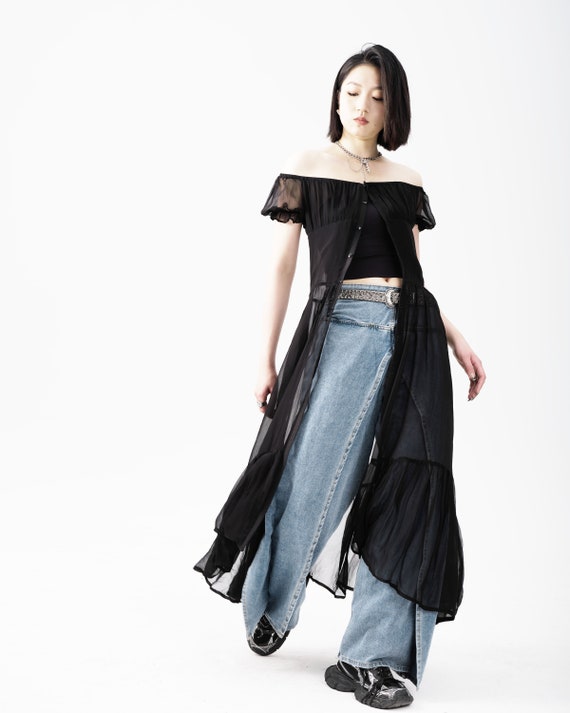 Dress / Black dress / sheer silk dress /  little-black-dress/