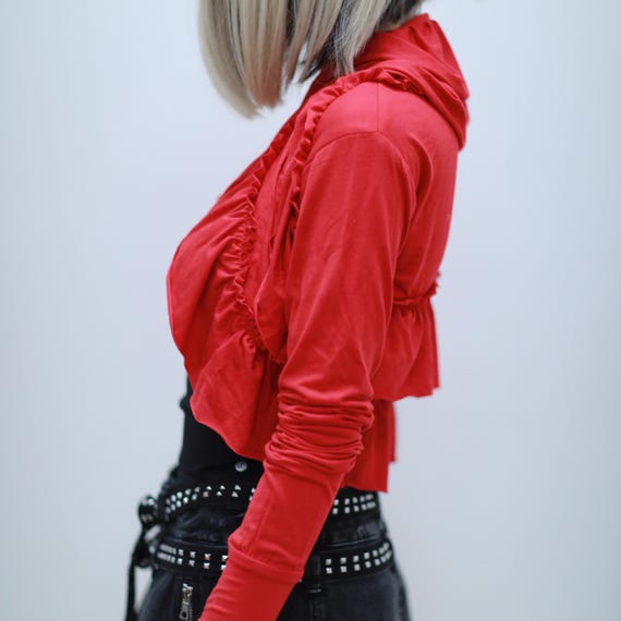 Red Bolero Shrug, Shrugs for women, Red Long Sleeve, Fitted Red Shrug, Shrug for dresses, Boleros and shrugs, wedding bolero top