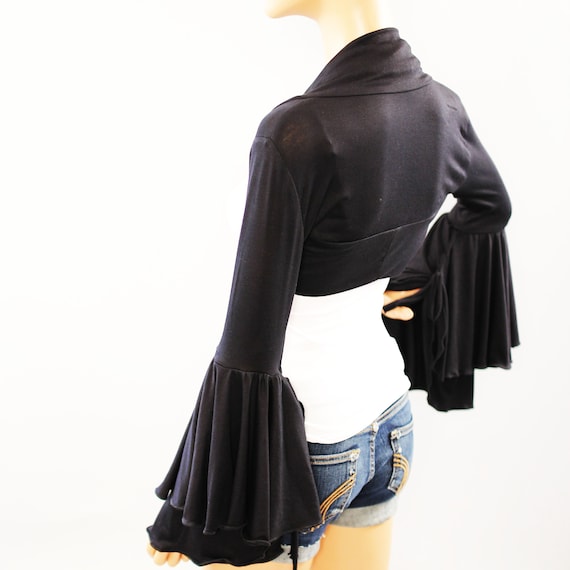 Black Bell Shrug Bolero | Bridal Accessories | Gypsy Shrug Bolero | Elegant Cover-Up
