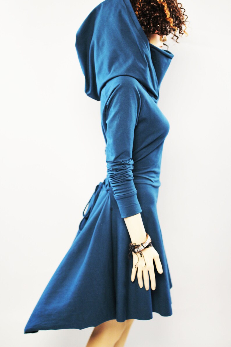 Hoodie casual Dress, Women cowl neck Dress image 8