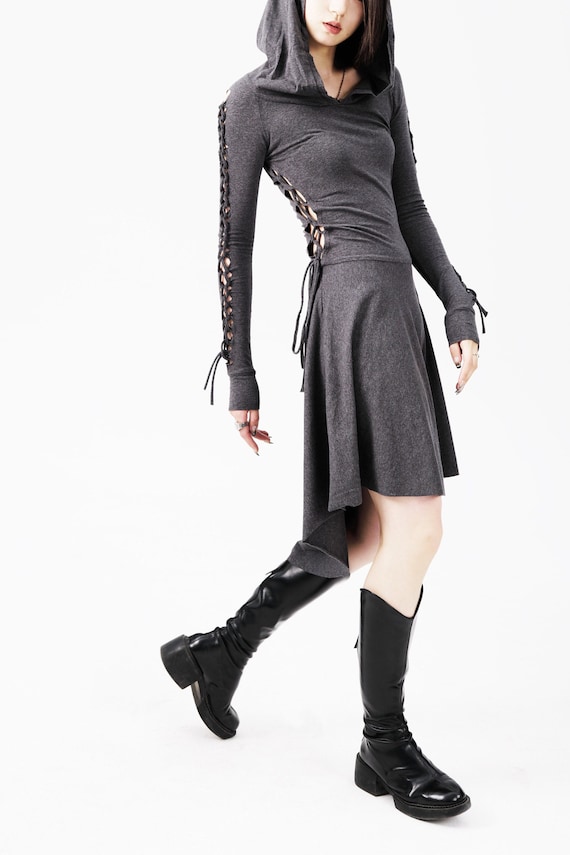 Dress / Hoodie Dress / Hooded Dress / Gary Hoodie Dress / Party Dress / Long Sleeve Dress / Women Dress