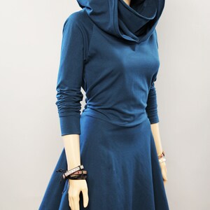 Hoodie casual Dress, Women cowl neck Dress image 3