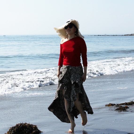 Black Silk gypsy Skirt