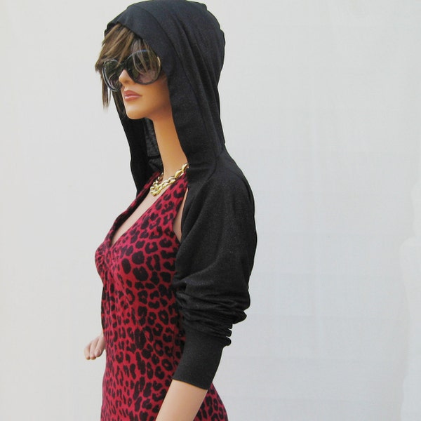 Black Shimmer Shrug hoodie/ women/sweater