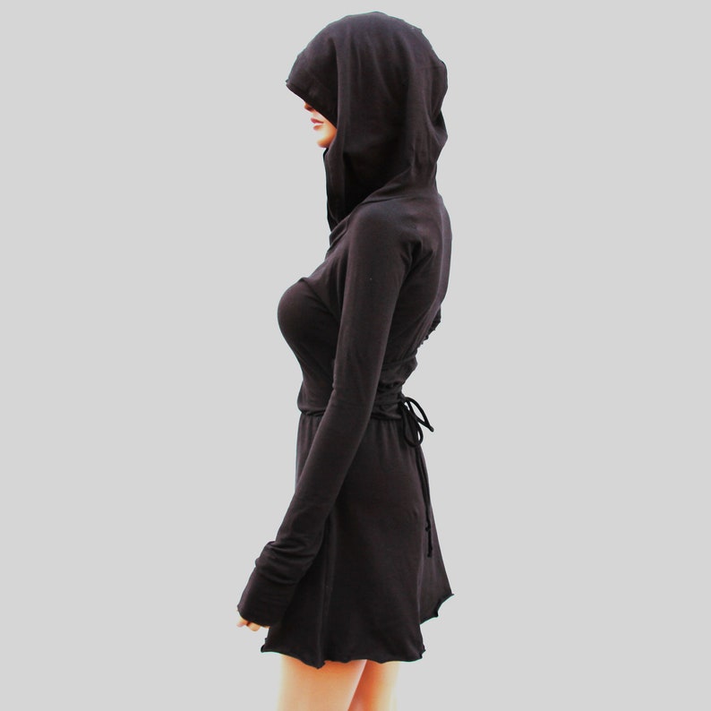 Dress / Hoodie Dress / Hooded Dress / Brown Hoodie Dress / Party Dress / Long Sleeve Dress / Women Dress image 4