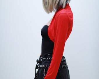 Roter Spitzen Shrug - Taillierter Braut Bolero