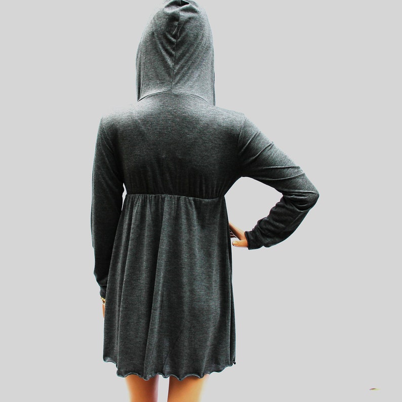 Dress / Grey Dress / Hoodie Dress / Grey Hoodie Dress / Grey Hooded Dress / Oversized Hoodie / Party Dress / Grey Dress image 4