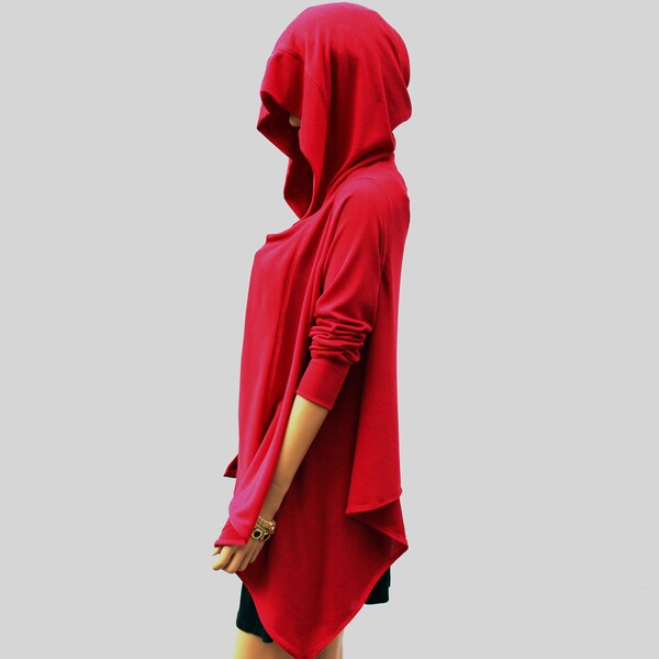 Red Hoodie Sweater Cardigan/day/evening/jacket/shawl/