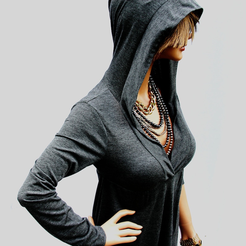 Dress / Grey Dress / Hoodie Dress / Grey Hoodie Dress / Grey Hooded Dress / Oversized Hoodie / Party Dress / Grey Dress image 3