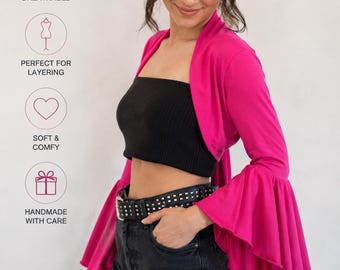 Rosa Glockenärmel Shrug Bolero | Elegante Braut Cover-Up