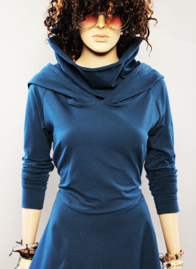 Hoodie casual Dress, Women cowl neck Dress image 5