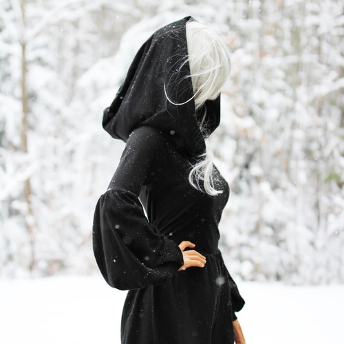 chinese dress ladies Maxi A-Line Hoodie Coat Dress