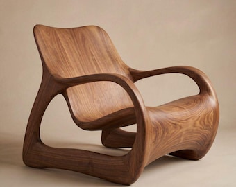 Lounge Chair – Sculptural Solid Wood, Organic Modern Accent Chair, Handcrafted Unique Statement Piece
