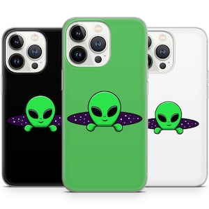 Comedia cósmica: diseños divertidos de fundas de teléfono alienígenas para iPhone 16, 15, 14, 13, 12 Pro Max, compatible con Samsung 24, 23, 22 Plus, Google Pixel 9, 8, 7, 6 Pro