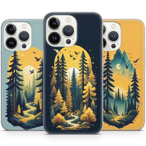 Fundas de teléfono inspiradas en el bosque y la naturaleza estética para iPhone 16, 15, 14, 13, 12 Pro Max, compatibles con Samsung 24, 23, 22 Plus, compatibles con Google Pixel 9, 8, 7, 6 Pro