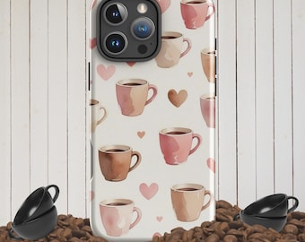 Coffee Lover iPhone Case, Latte Art Dual-Layer Schutzhülle