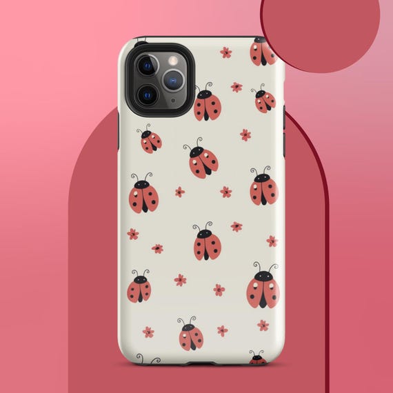 Lady bug Phone Case, Vintage Clean Girl Nature Aesthetic iPhone Case, Protective Dual Layer