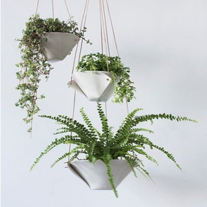 Fold Bowl Hanging Porcelain Planters