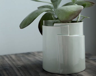 Large Hand Built Sculptural Porcelain Planter - Tiered Collection