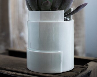 Porcelain Planter - Tiered Collection - Circular, Medium