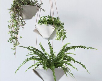 Fold Bowl Hanging Porcelain Planters