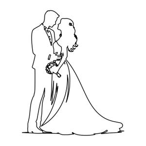 Bride Groom SVG DXF Datei | Wedding Couple Line Art | Brautpaar Silhouette Design | Lasergravur Datei | Laser Cut Datei