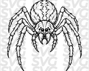 Spider SVG Halloween, Creepy Spider DXF, Spooky Spider, Halloween Laser Cut File, CNC Engraving, Cricut Cut File
