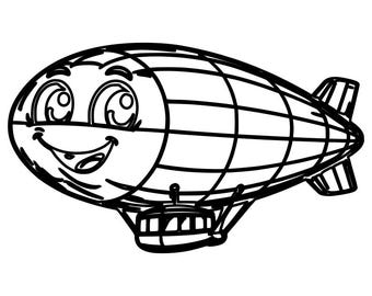 Cute Airship SVG DXF File | Laser Engraving File | Laser Cut File | CNC File | Vector File | Airship Line Art | Instant Download