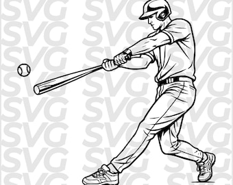 Baseball Player SVG DXF File | Baseball Hit Line Art | Batter Athlete Motion | Laser Engraving File | CNC Laser Cut File