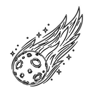 Comet Line Art SVG DXF | Shooting Star Comet Laser Cut File | Space Comet CNC Vector | Astronomy Laser Engraving Design