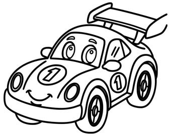 Cute Race Car SVG DXF File | Laser Engraving File | CNC File | Laser Cut File | Vector File | Instant Download