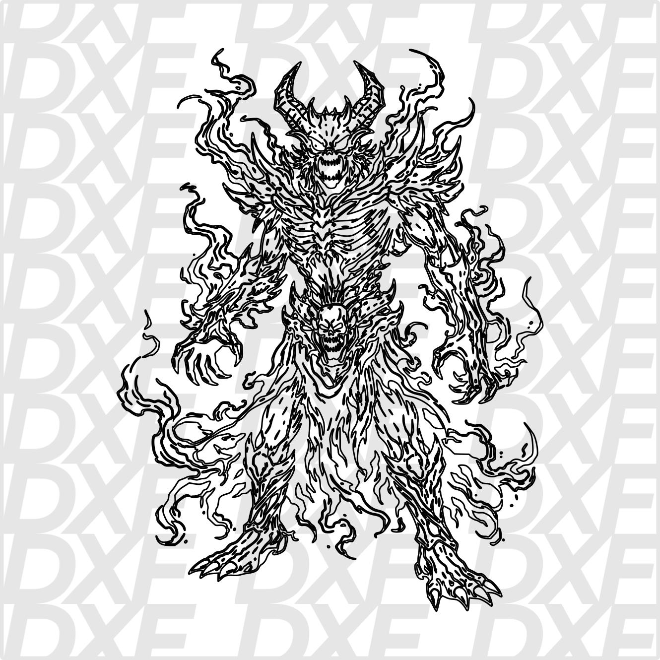 Demon Cut Shadow Demon SVG DXF File | Shadow Demon Line Art | Dark Demon Fantasy ...