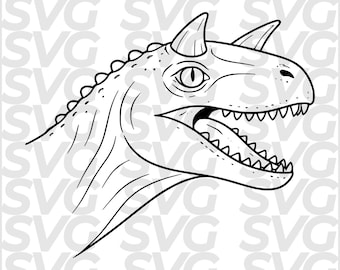 Carnotaurus Head SVG DXF | Dino Head Mid Detail | Dinosaur Line Art | Laser CNC File | Engraving Template