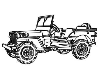 Military Jeep Style Vehicle SVG DXF File | Laser Engraving File | CNC File | Off-Road Vehicle Vector File | Laser Cut File | Instant Download
