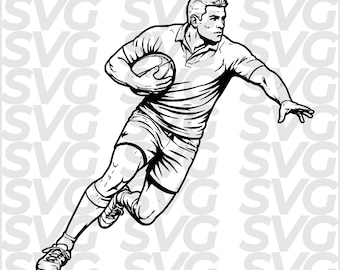 Rugby SVG DXF file | Rugby player line art | Ball sports tackling scene | Team sports engraving | Laser CNC file