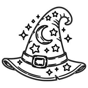 Wizard Hat Line Art SVG DXF | Magic Hat Laser Cut File | Witch Hat CNC Vector | Fantasy Laser Engraving Design