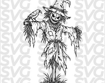 Scarecrow SVG Halloween, Spooky Scarecrow DXF, Creepy Halloween Decor, Laser Cut File, CNC Engraving, Cricut Cut File