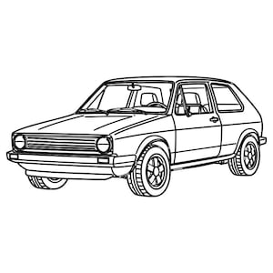 Classic 1980s Compact Hatchback SVG DXF | Laser Cut File | CNC Vector | Laser Engraving File | Glowforge Cricut