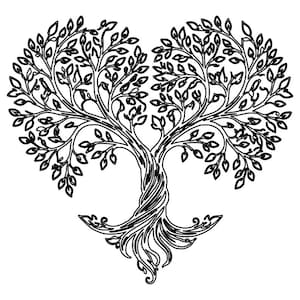 Tree of Life Heart Line Art SVG DXF | Heart Tree Laser Cut File | Nature Love Symbol CNC Vector | Laser Engraving Design
