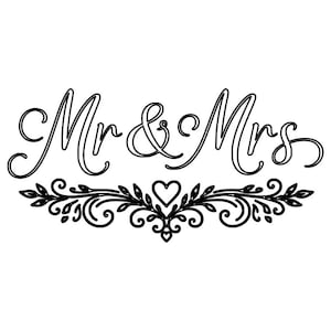 Mr & Mrs SVG DXF-bestand | Trouwtekst in sierletters | Ontwerp voor trouwbelettering | Lasergraveerbestand | Lasersnijbestand