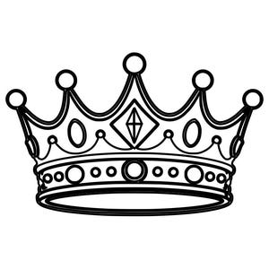 Corona real con arte lineal SVG DXF | Archivo de corte láser de corona de rey y reina | Símbolo real vectorial CNC | Diseño de grabado láser