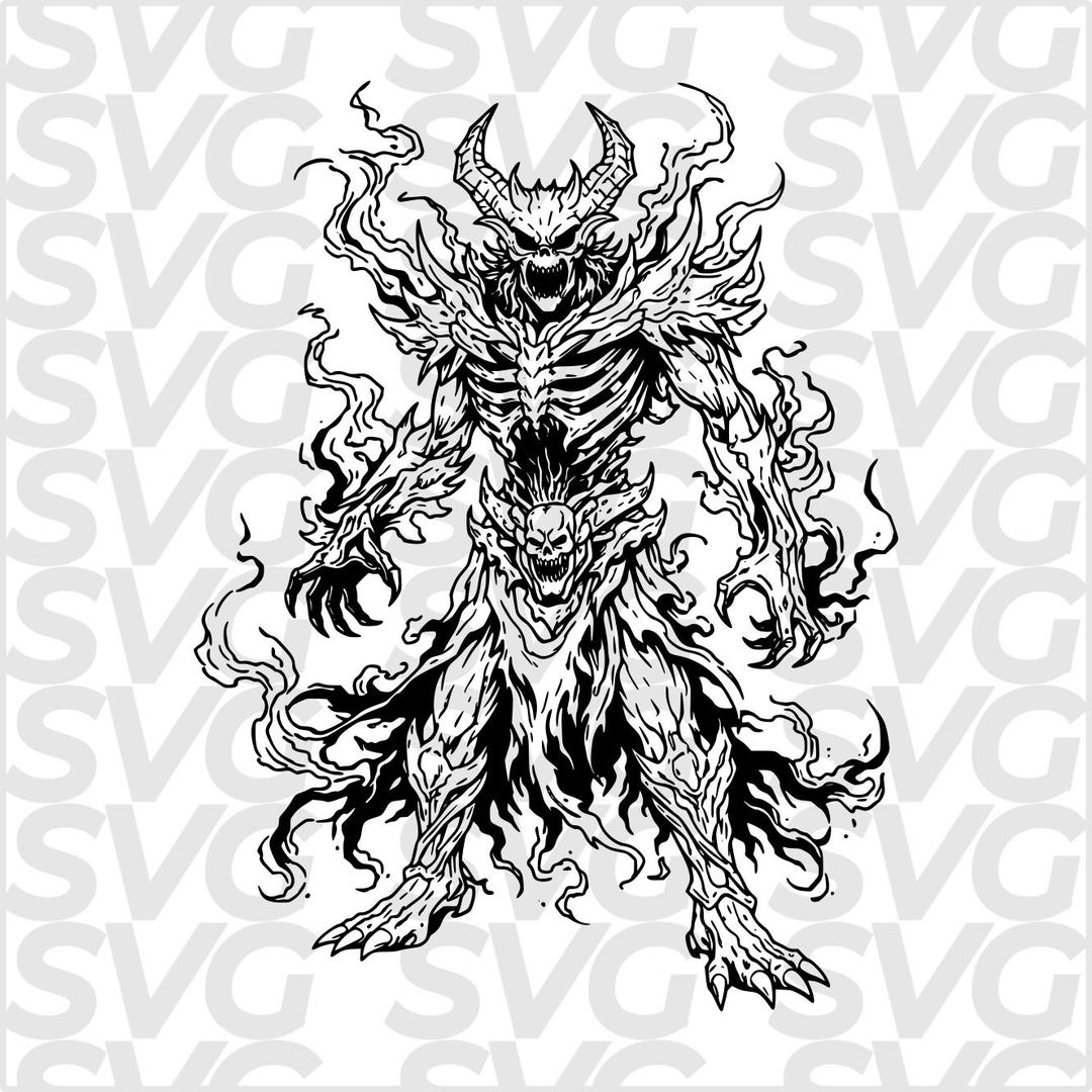 Shadow Demon SVG DXF File | Shadow Demon Line Art | Dark Demon Fantasy ...