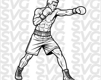 Boxer SVG DXF file | Boxing punch line art | Martial arts fighter | Athlete movement | Laser engraving file